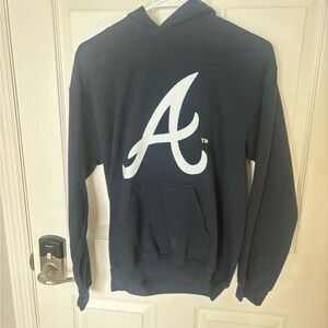Atlanta Braves Gildan Men or Women Dark Blue Hoodie with White Logo